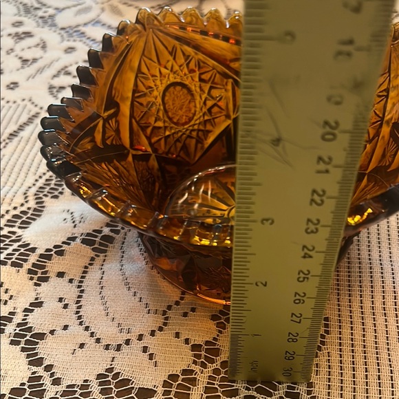 Vintage Amber Cut Glass Bowl - Picture 9 of 9